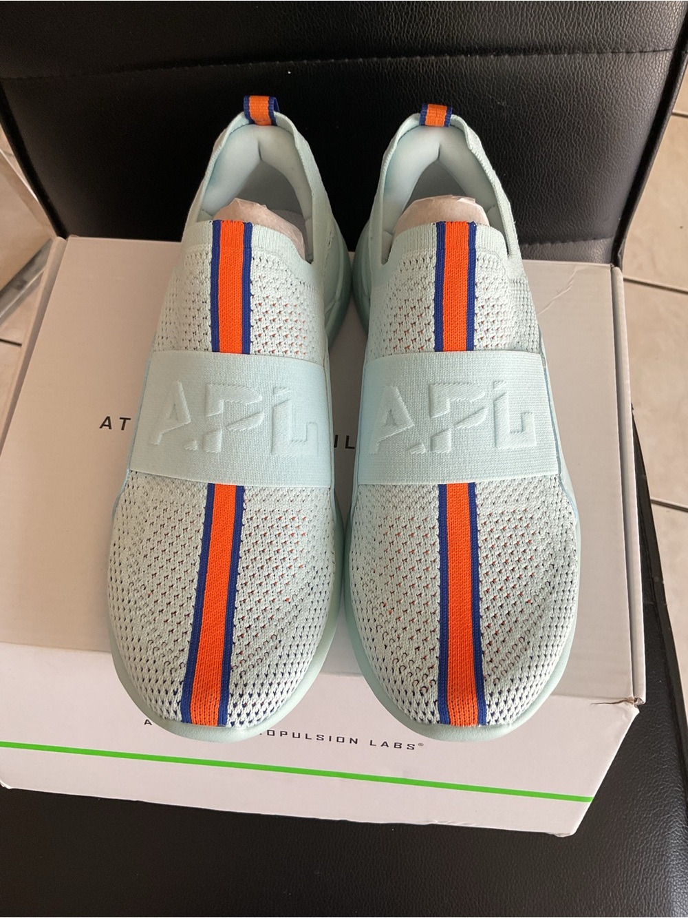 APL Kids Slip-On Sneakers in Light Blue with Orange Accent